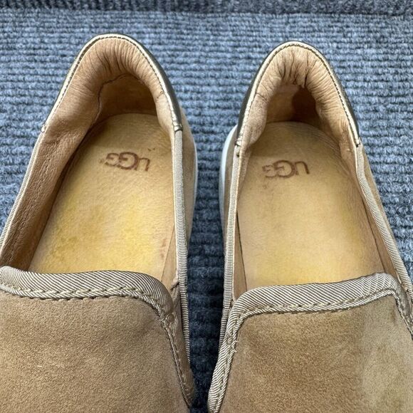UGG Cas Suede Sneakers Shoes Womens 7.5 Tan Caramel Slip On Metallic 1019217 - Picture 7 of 11